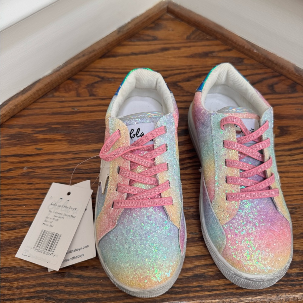 Lola and the Boys Ombré Glitter Star Sneakers NWT Size 32